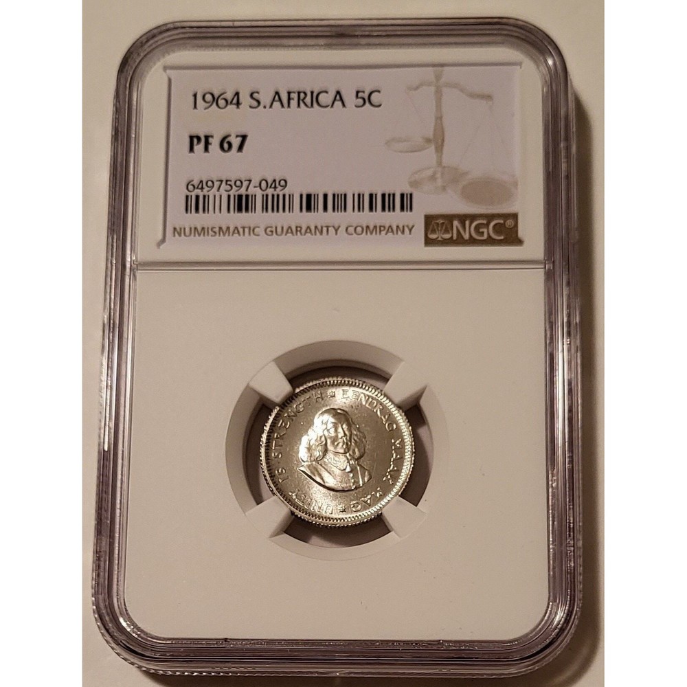 South Africa 1964 Silver 5 Cents Proof PF67 NGC